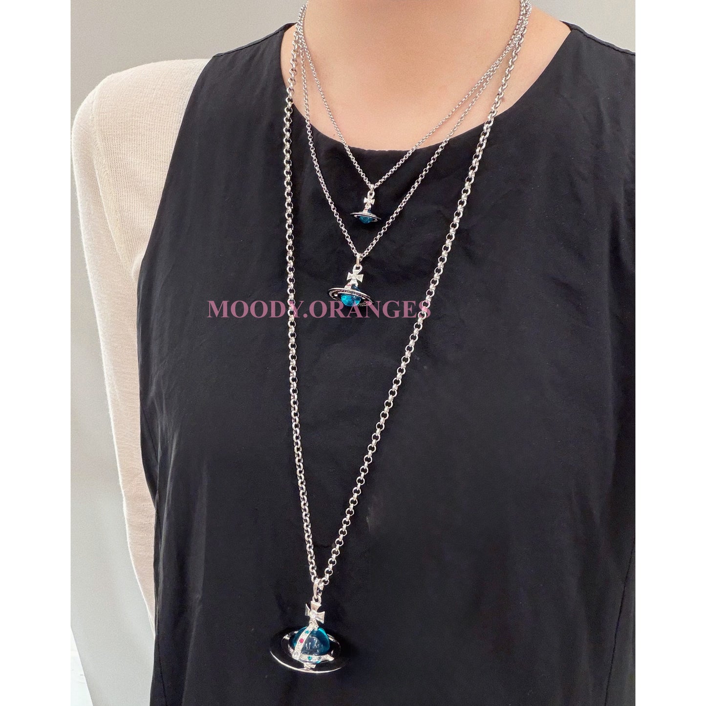 Vivienne Westwood Iced Blue Orb Pendant Necklace - MOODY ORANGES