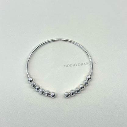 Silver 925 - Thin Silver Chain Balls Bangle