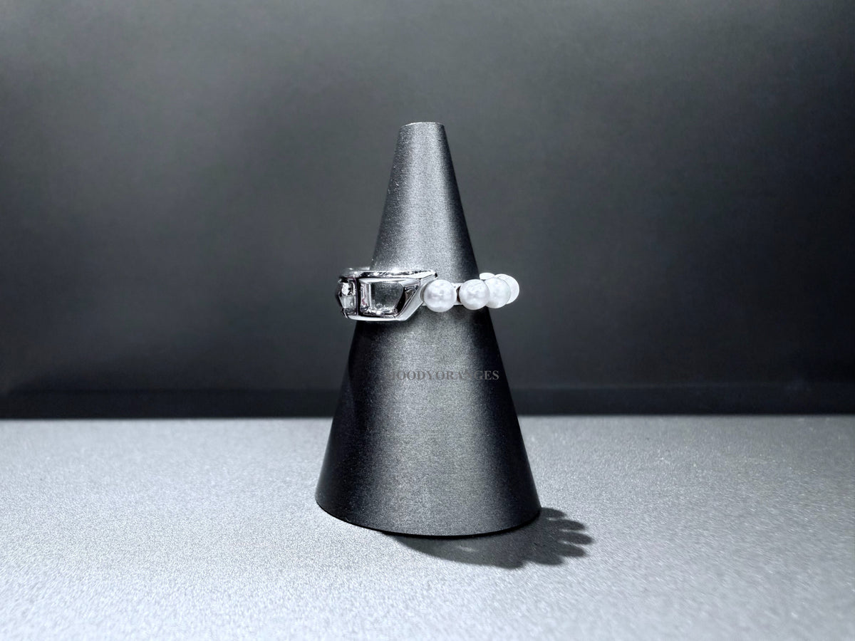Diesel Sterling Silver and Pearl Band Ring