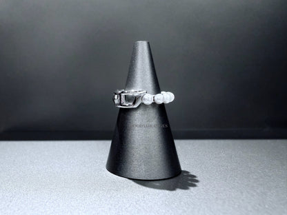 Diesel Sterling Silver and Pearl Band Ring