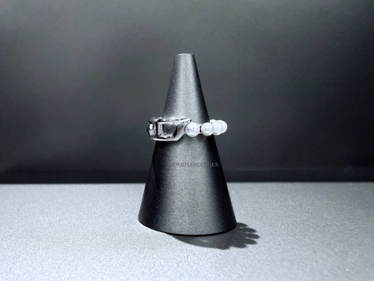 Diesel Sterling Silver and Pearl Band Ring