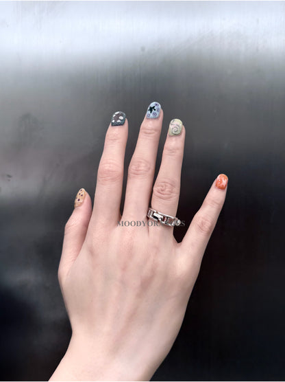 Diesel Sterling Silver and Pearl Band Ring