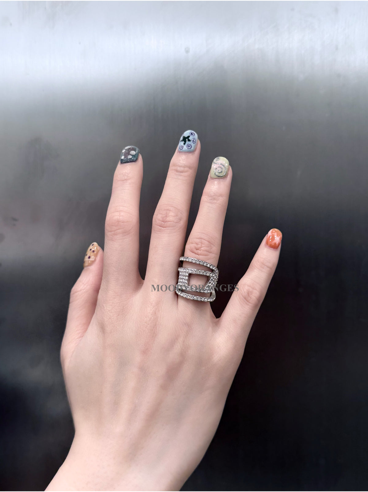 Diesel Stainless steel glitz D band ring