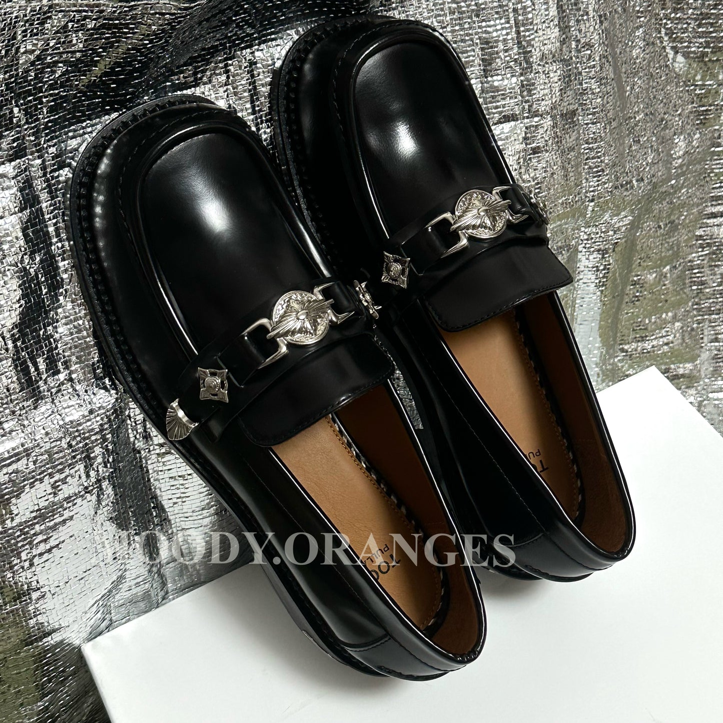 Toga Pulla Black Buckle Loafers
