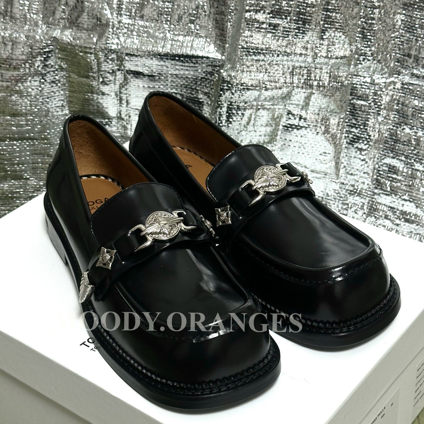 Toga Pulla Black Buckle Loafers