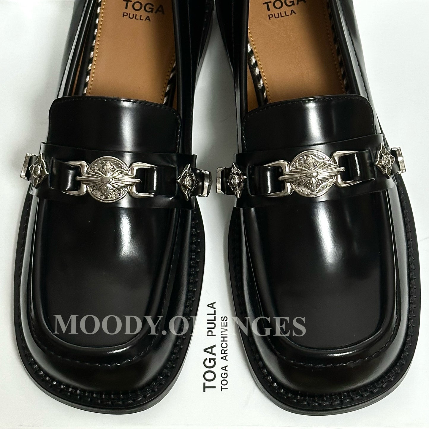 Toga Pulla Black Buckle Loafers