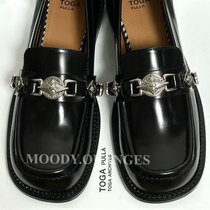 Toga Pulla Black Buckle Loafers