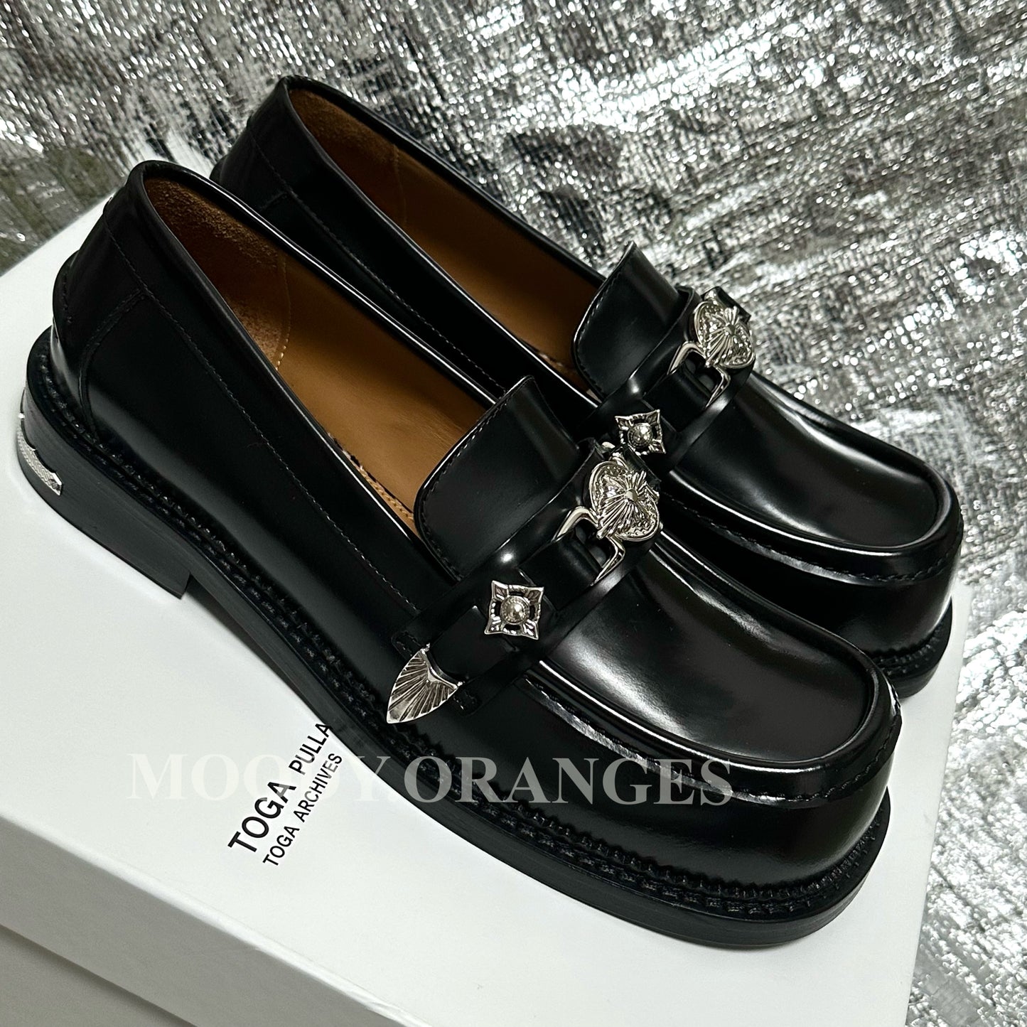 Toga Pulla Black Buckle Loafers