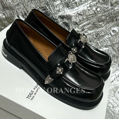 Toga Pulla Black Buckle Loafers