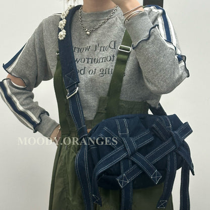 Simone Rocha Blue Beaded Classic Bow Crossbody Bag