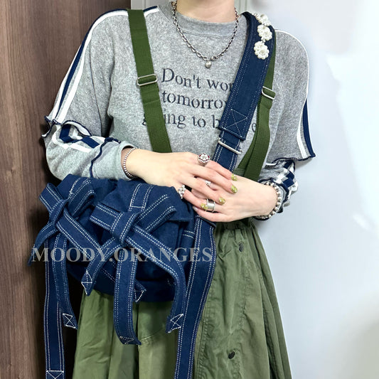 Simone Rocha Blue Beaded Classic Bow Crossbody Bag