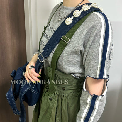 Simone Rocha Blue Beaded Classic Bow Crossbody Bag