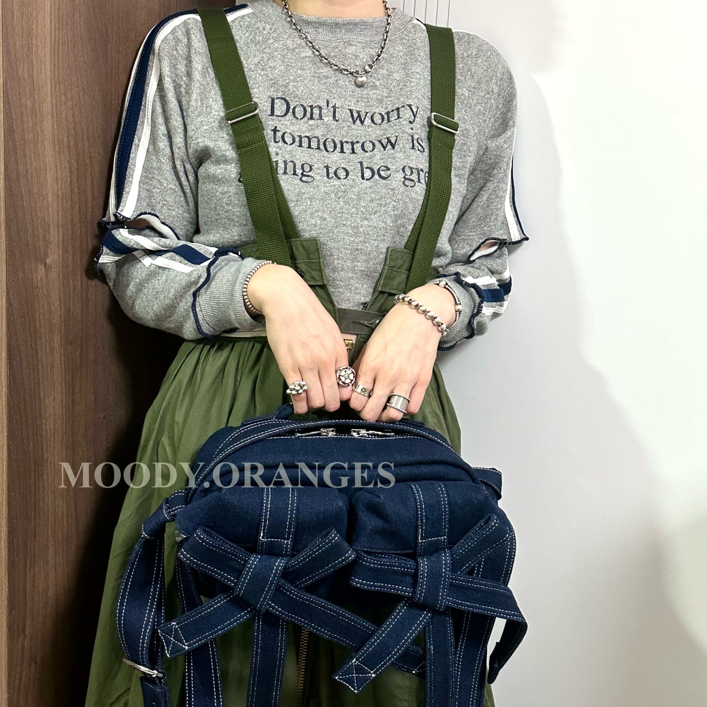 Simone Rocha Blue Beaded Classic Bow Crossbody Bag