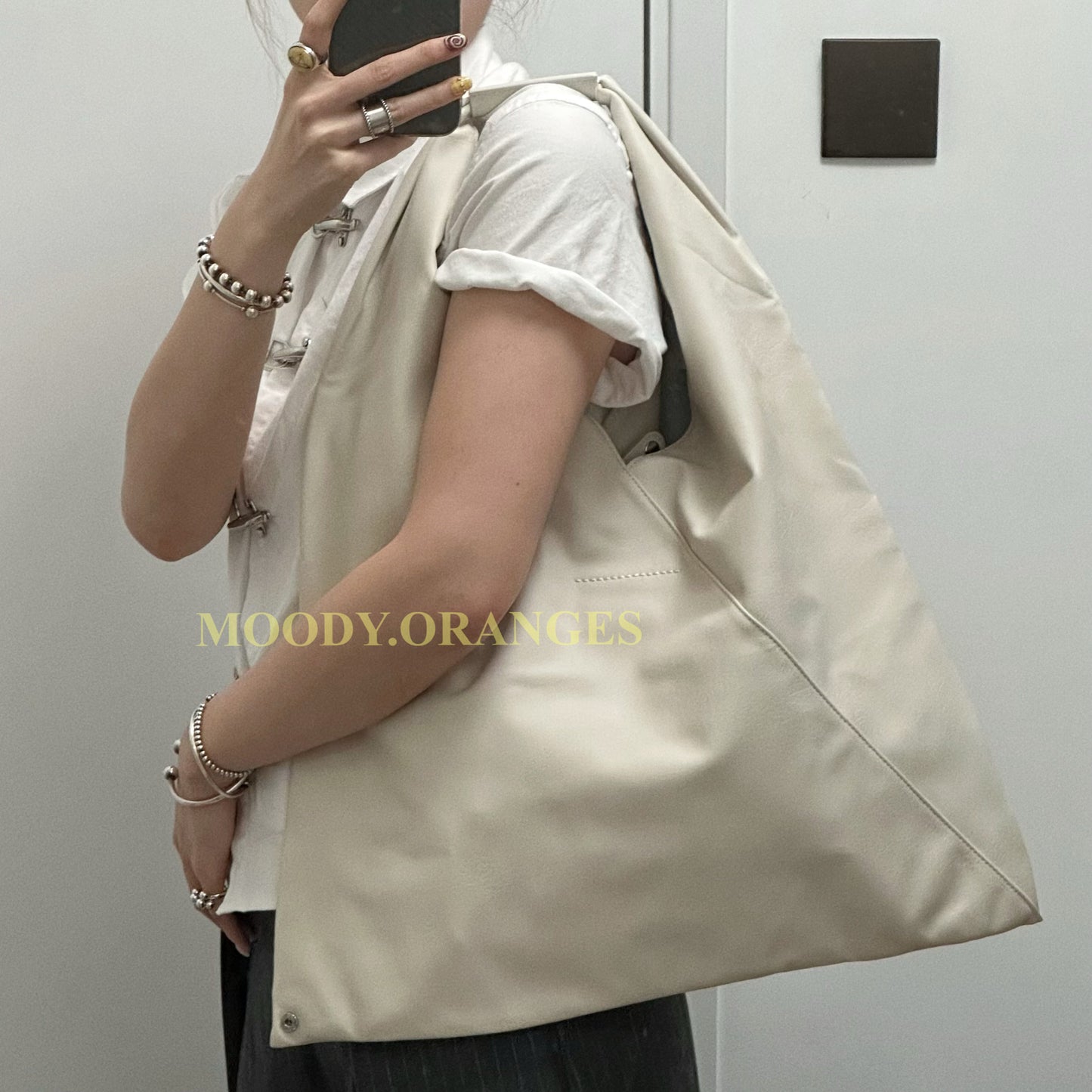 MM6 Maison Margiela White Japanese Medium Tote Bag