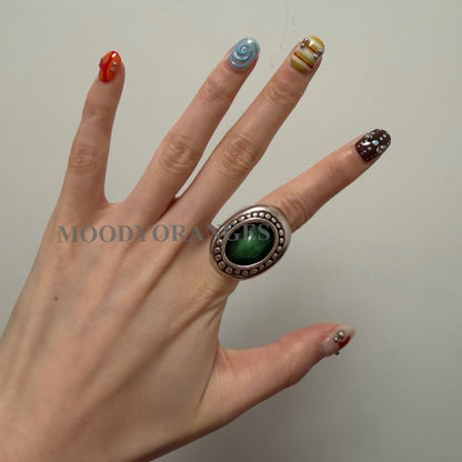 Otro Accesorio Green Oval Rings - MOODY ORANGES