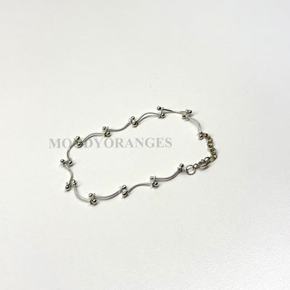 925 Silver - Curved Ball Bracelet - MOODY ORANGES