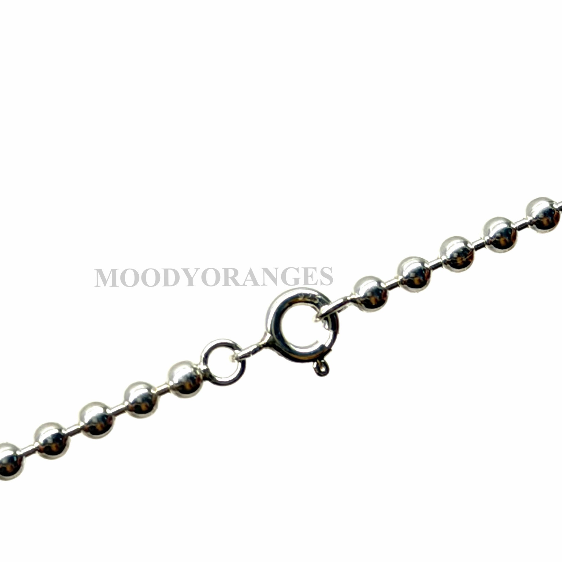 925 Silver - Ball-Chained Necklace with Silver Ball Pendant - MOODY ORANGES
