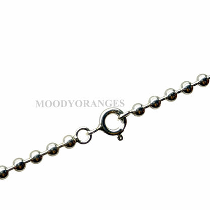 925 Silver - Ball-Chained Necklace with Silver Ball Pendant - MOODY ORANGES