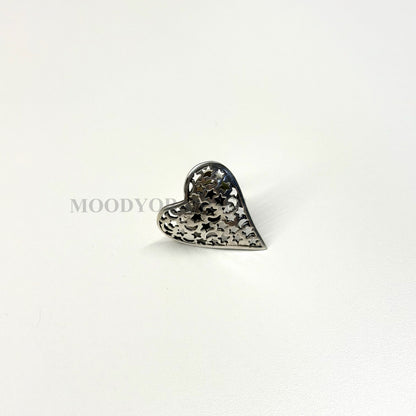 925 Silver - Big Heart Ring - MOODY ORANGES