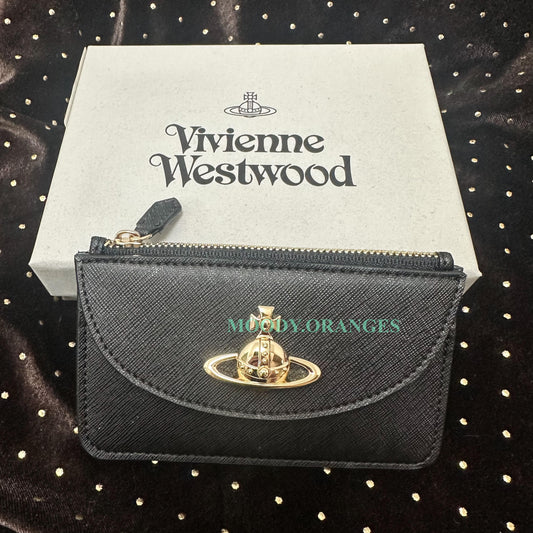 Vivienne Westwood Black/Gold Half-moon Cardholder