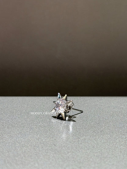 Diesel Silver Crystal Stud Earring - MOODY ORANGES