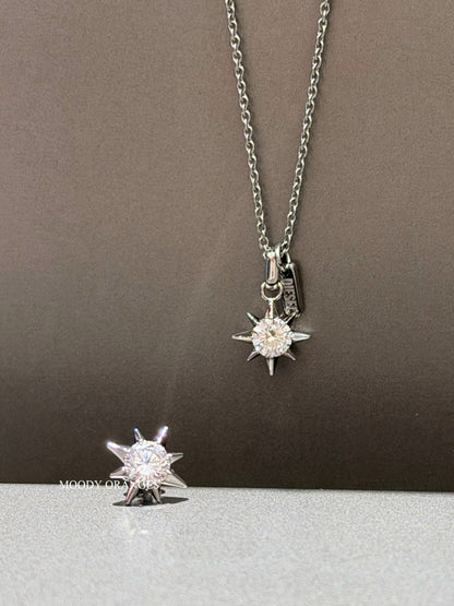 Diesel Silver Crystal Pendant Necklace - MOODY ORANGES