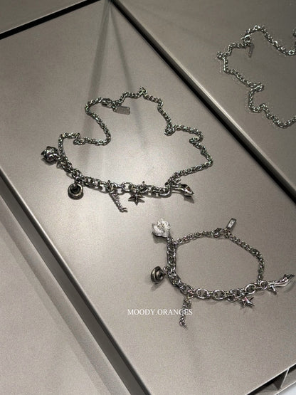 Diesel Stainless Steel Charm Silver Necklace - MOODY ORANGES