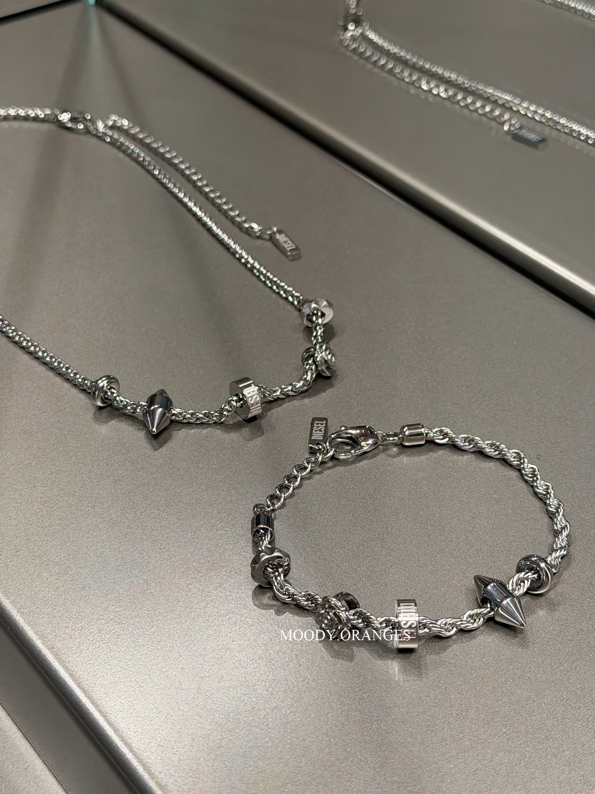 Diesel Silver Charm Bracelet - MOODY ORANGES