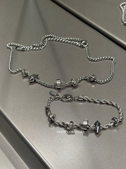 Diesel Silver Charm Necklace - MOODY ORANGES