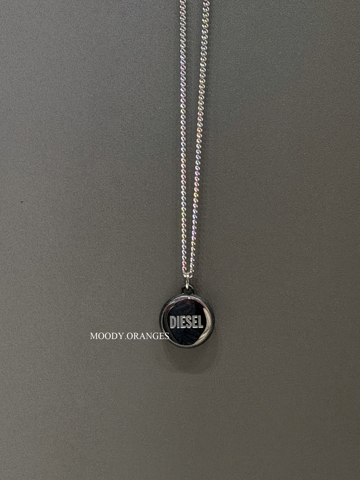 Diesel Denim Texture Pendant Silver Necklace - MOODY ORANGES