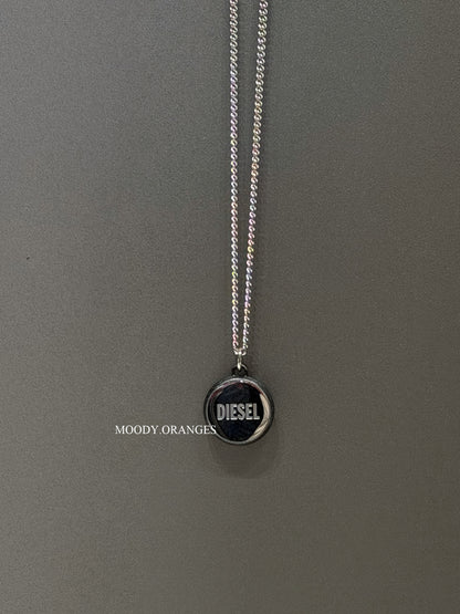 Diesel Denim Texture Pendant Silver Necklace - MOODY ORANGES