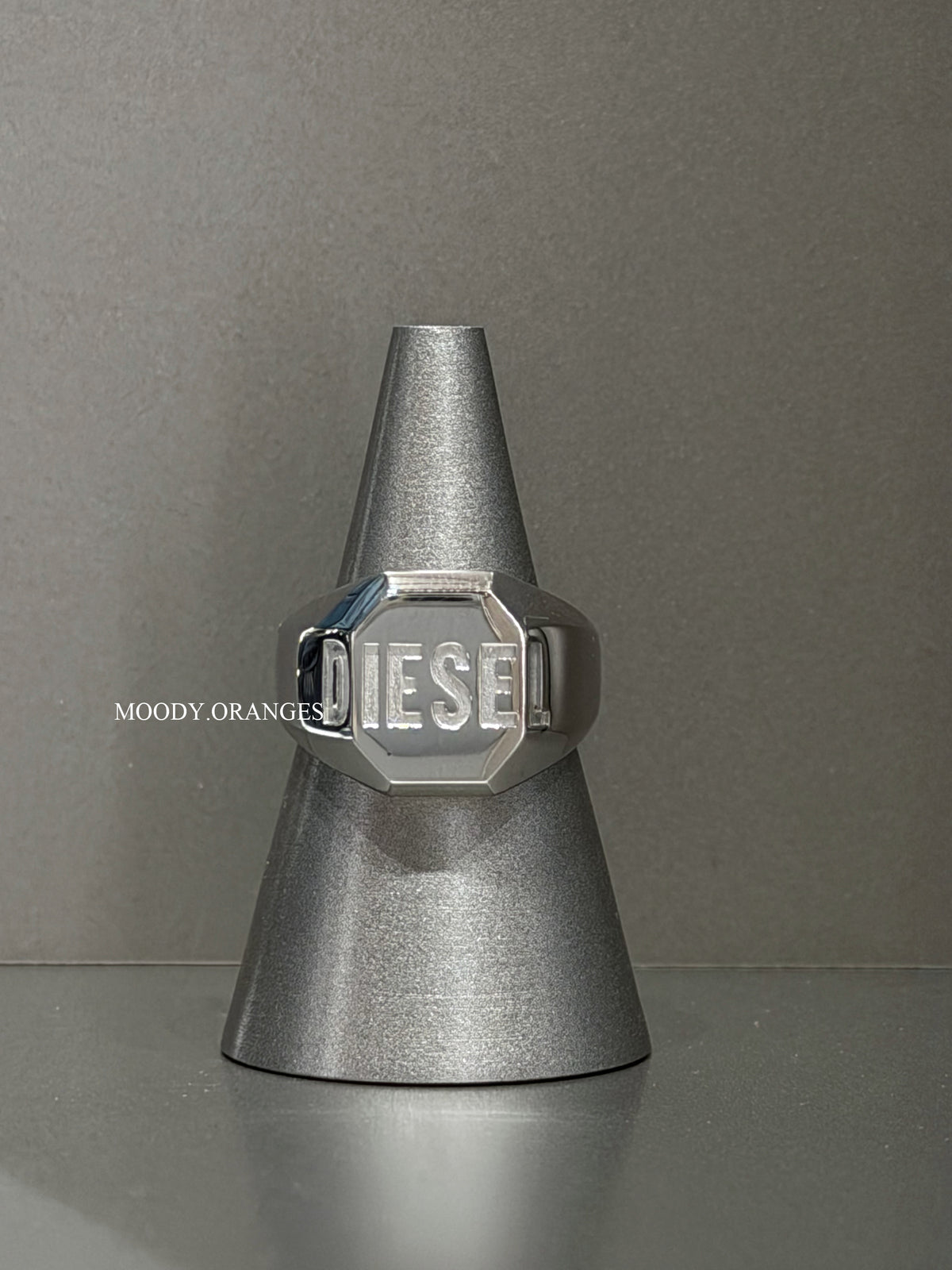 Diesel Stainless Steel Signet Silver Ring - MOODY ORANGES