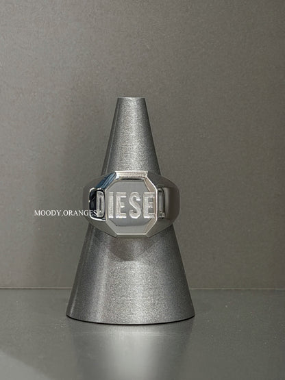 Diesel Stainless Steel Signet Silver Ring - MOODY ORANGES