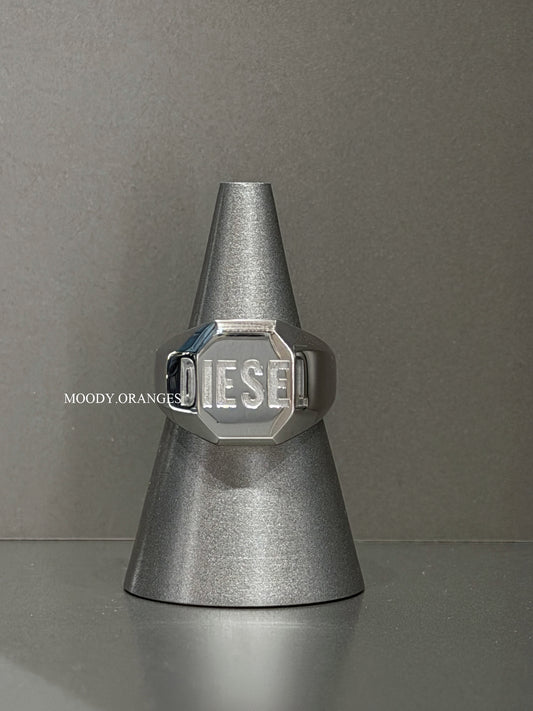 Diesel Stainless Steel Signet Silver Ring - MOODY ORANGES