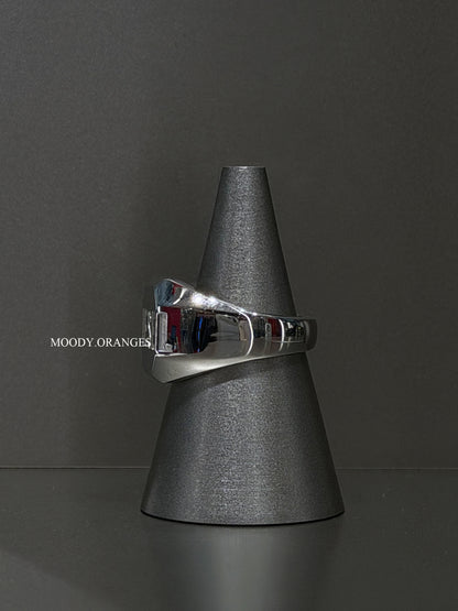 Diesel Stainless Steel Signet Silver Ring - MOODY ORANGES