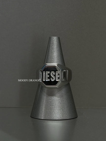 Diesel Stainless Steel Signet Silver Ring - MOODY ORANGES