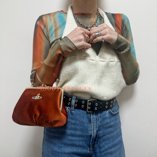 Vivienne Westwood Granny Frame Orange Velvet Bag