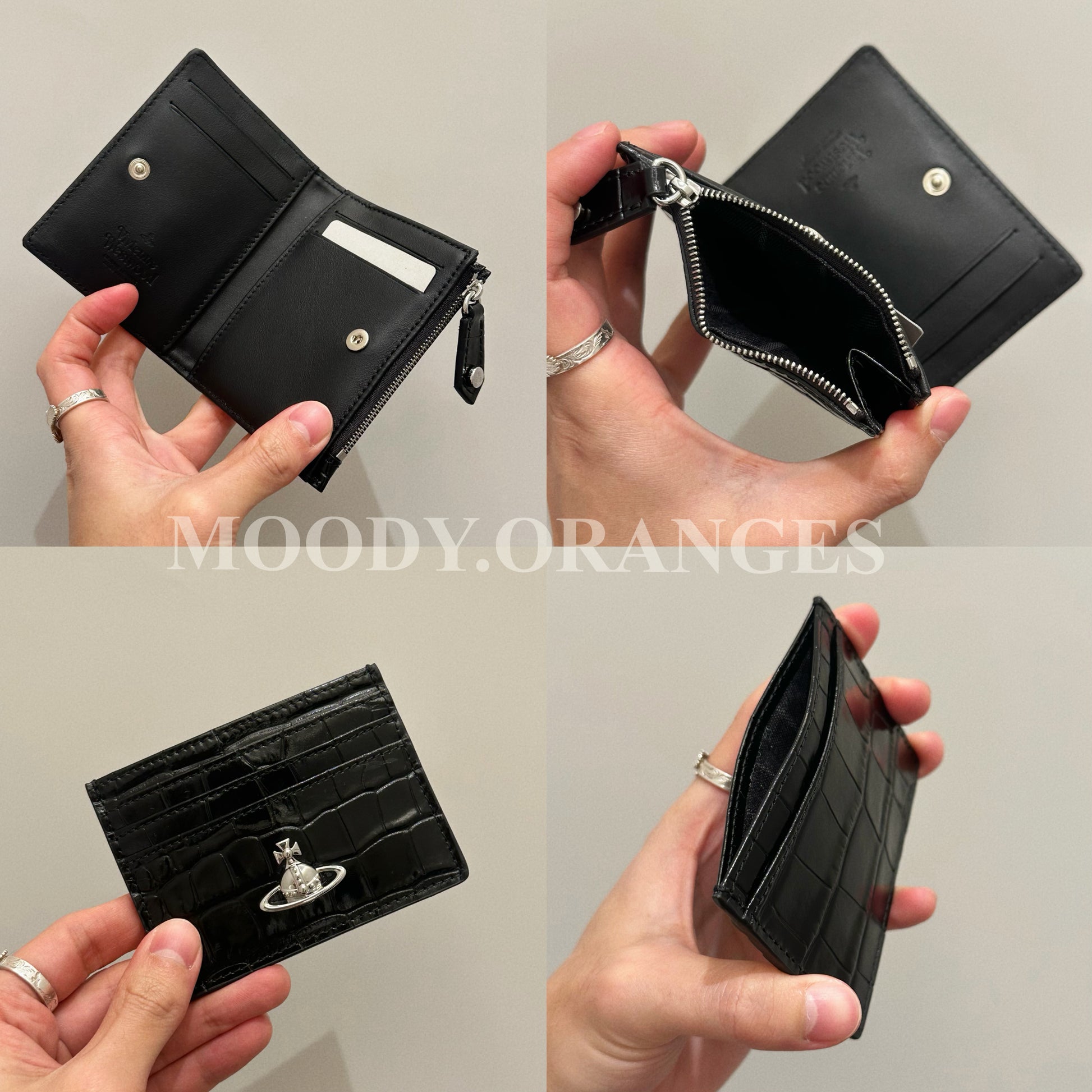 Vivienne Westwood Embossed Crocs Leather Black Wallet - MOODY ORANGES