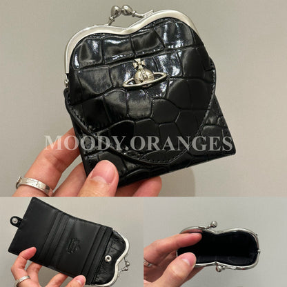 Vivienne Westwood Embossed Crocs Leather Black Wallet - MOODY ORANGES