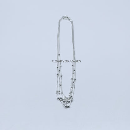 925 Silver - 4 in 1 Ball Chain Necklace - MOODY ORANGES