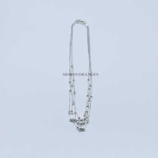 925 Silver - 4 in 1 Ball Chain Necklace - MOODY ORANGES