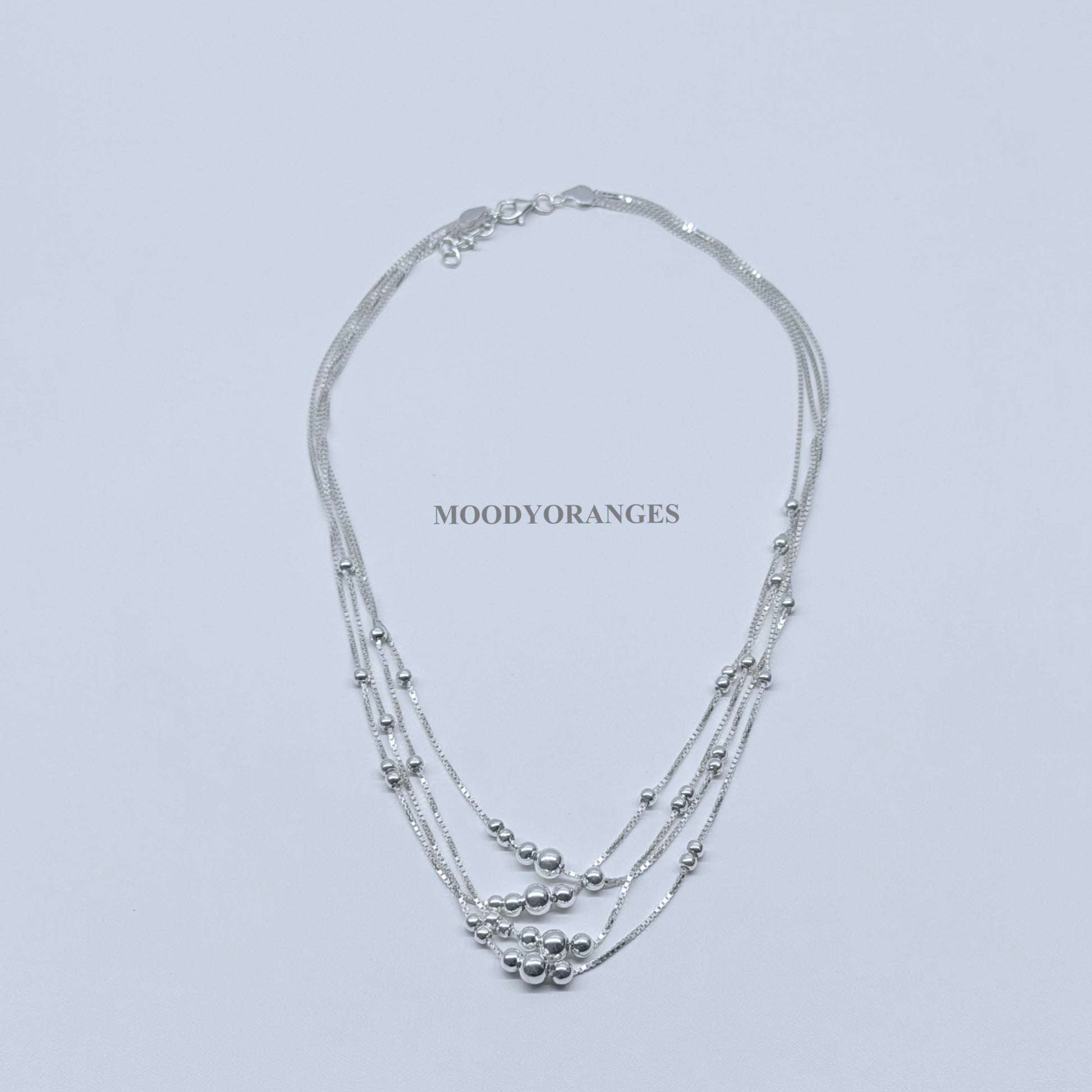925 Silver - 4 in 1 Ball Chain Necklace - MOODY ORANGES