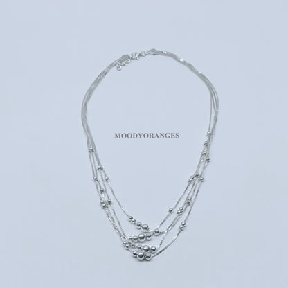 925 Silver - 4 in 1 Ball Chain Necklace - MOODY ORANGES