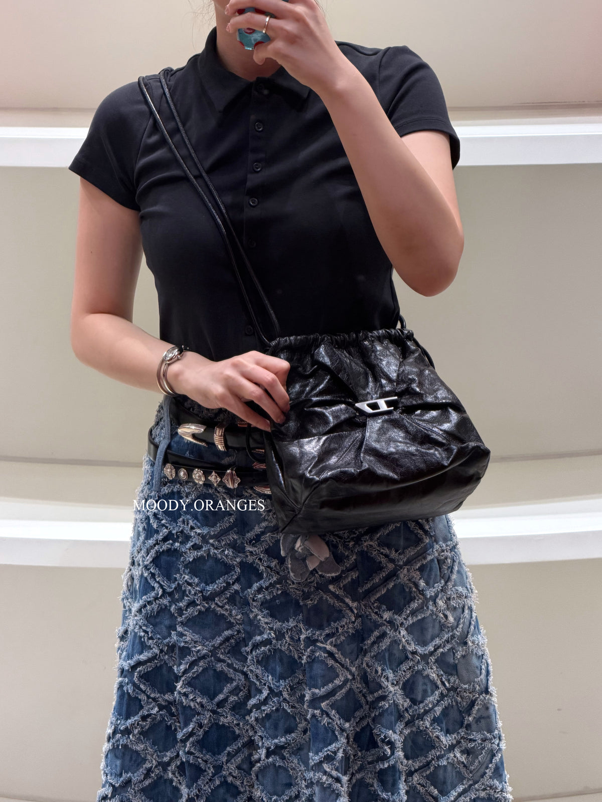 DIESEL Scrunch-D Bucket Bag - MOODY ORANGES