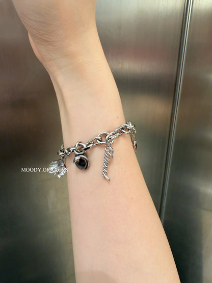Diesel Stainless Steel Charm Silver Bracelet - MOODY ORANGES