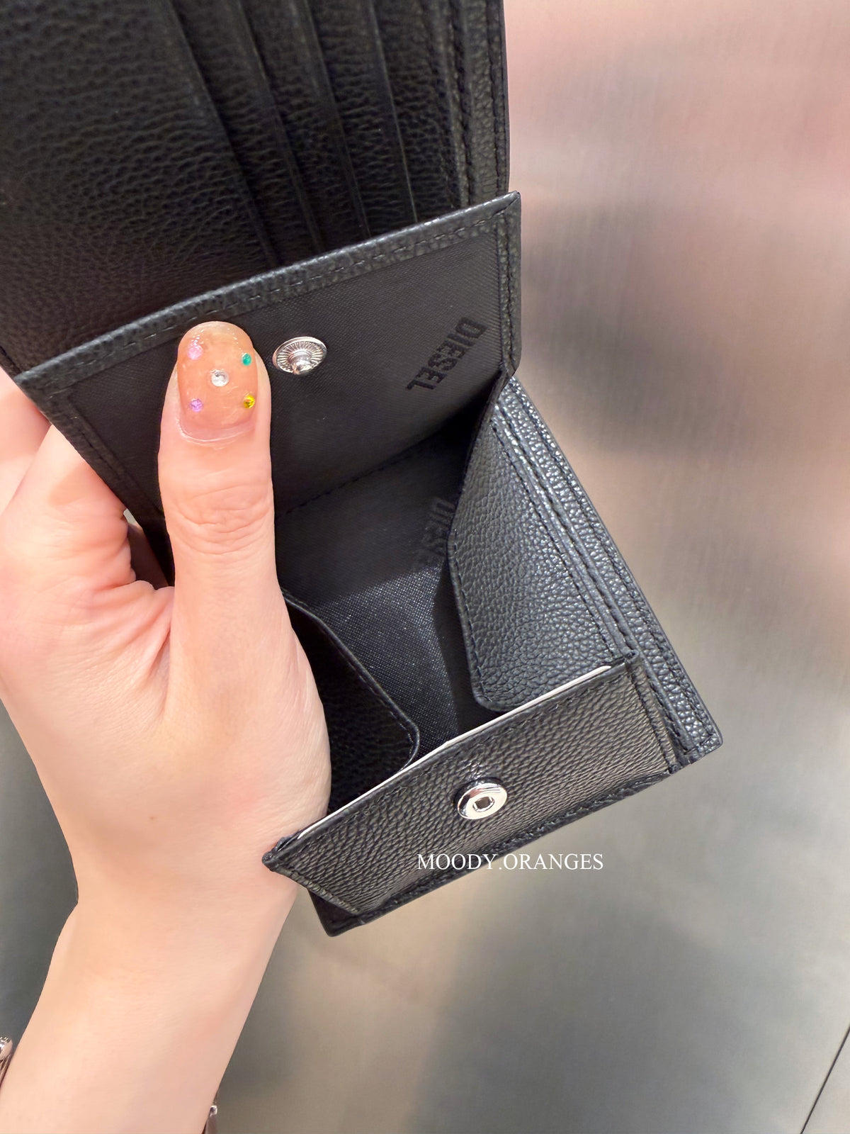 Diesel 1DR 2.0 Bi-Fold Coin 3D Black Wallet - MOODY ORANGES
