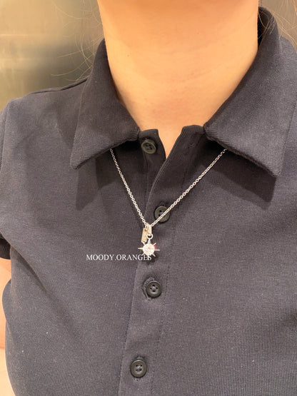 Diesel Silver Crystal Pendant Necklace - MOODY ORANGES