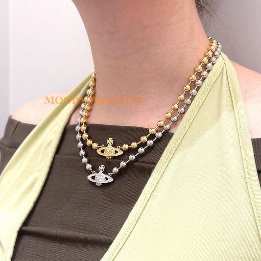 Vivienne Westwood Silver Ball Mini Bas Relief Necklace - MOODY ORANGES