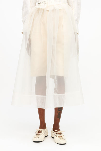 GANNI White Oleatex Lace-Up Ballerinas