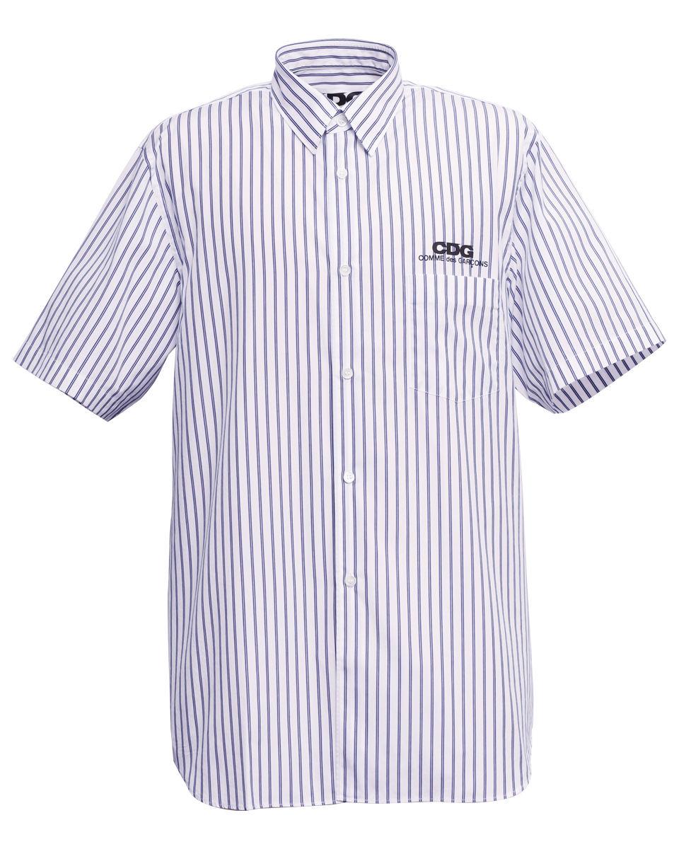 CDG CLASSIC SHIRT WITH SHORT SLEEVE / BLUE STRIPE - Stripe B